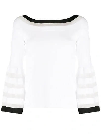 D-exterior Striped Trim Jumper In White