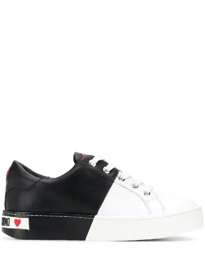 Love Moschino Two Tone Low Top Sneakers In White