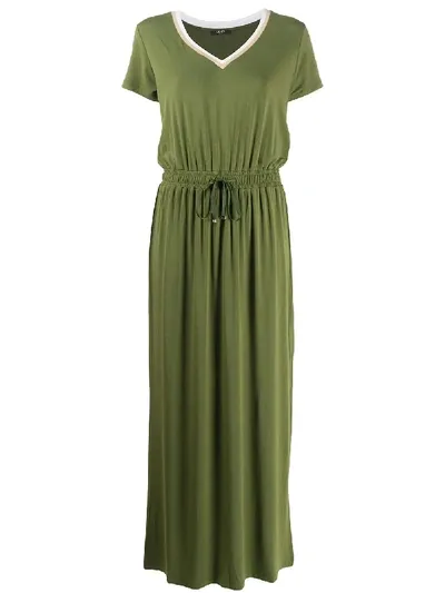 Liu •jo Drawstring-waist Maxi T-shirt Dress In Green