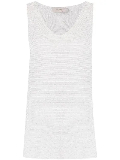 D-exterior Metallized Knitted Tank Top In Silver