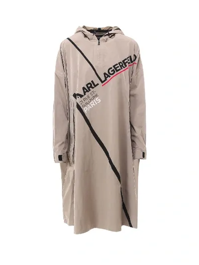 Karl Lagerfeld Logo-print Raincoat In Nude