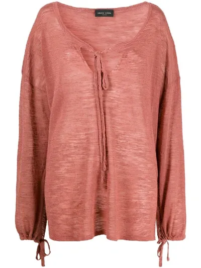 Roberto Collina Loose Scoop-neck Top In Pink