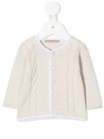 La Stupenderia Babies' Knitted Buttoned Cardigan In Neutrals