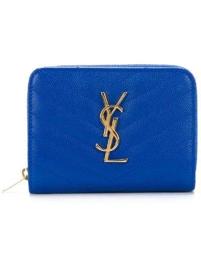 Saint Laurent 'monogram' Portemonnaie In Blue