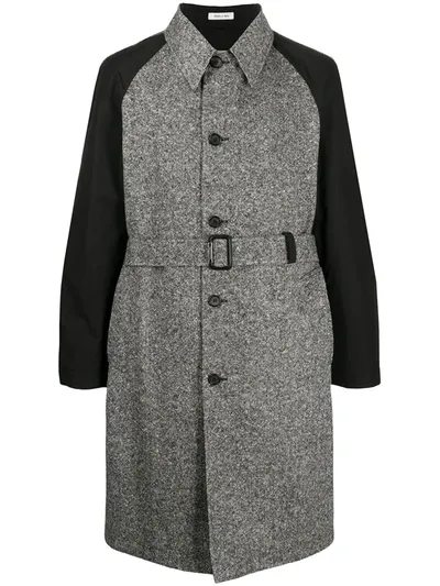 Alexander Mcqueen Contrast-sleeve Single-breasted Coat In Grey