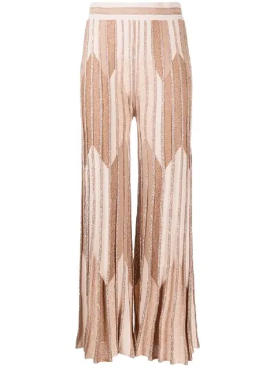 D-exterior Lurex Knit Trousers In Neutrals