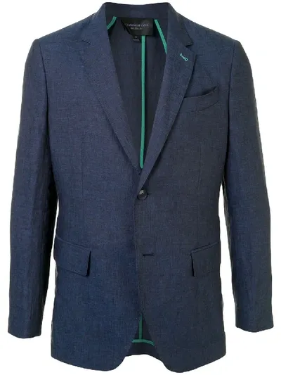 Shanghai Tang Western Linen Blazer In Blue