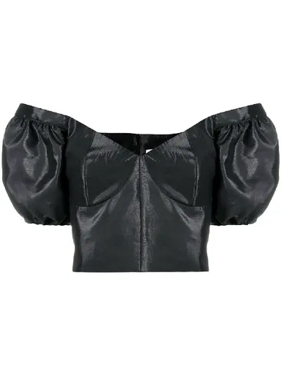 Loulou Off-shoulder Cropped Blouse In Black