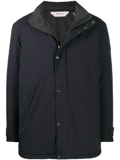 Z Zegna Detachable Hood Down Jacket In Blue