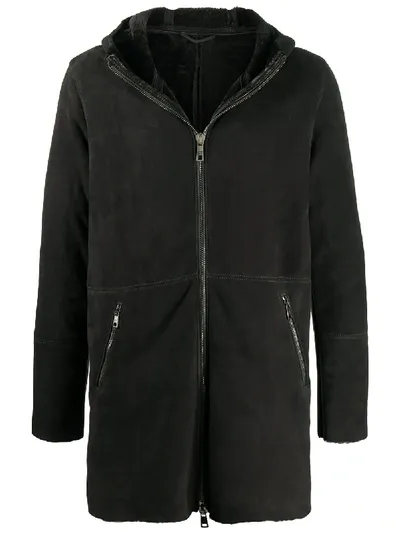 Giorgio Brato Hooded Suede Coat In Black