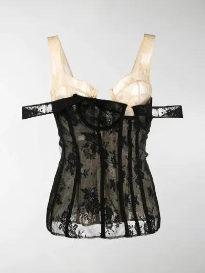 Natasha Zinko Reconstructed Lace Bustier Top In Black