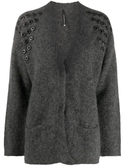 Pierantoniogaspari Snap Embellished Cardigan In Grey