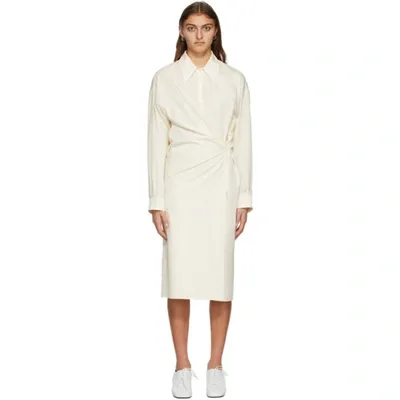 Lemaire Twisted Cotton Poplin Midi Shirt Dress In Neutral