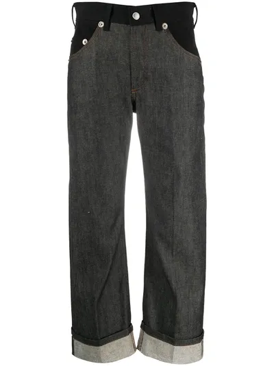 Neil Barrett Two-tone Cropped Jeans In Black