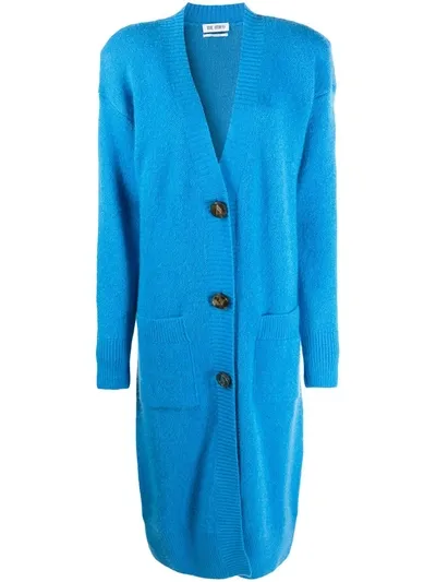 Attico Long-sleeve Cardigan Coat In Blue