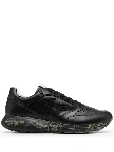 Premiata Graphic-print Trim Low-top Sneakers In Black