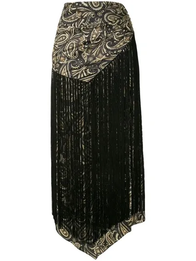 Jonathan Simkhai Fringed Asymmetric Skirt In Black