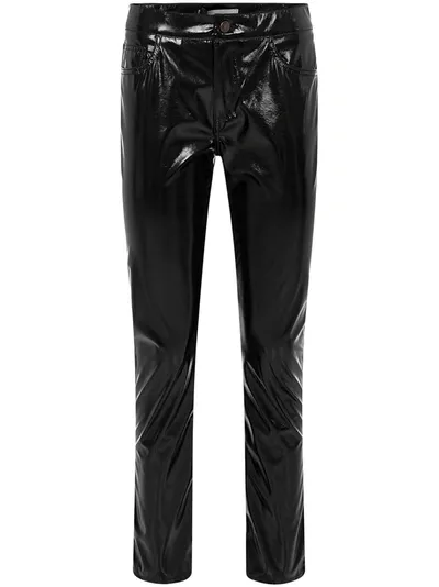 Laneus Patent Finish Trousers In Black