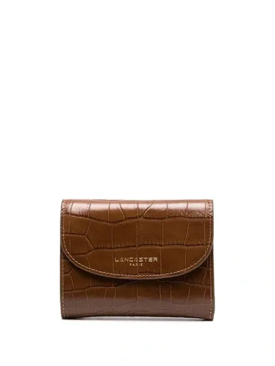 Lancaster Exotic Crocodile-effect Wallet In Brown