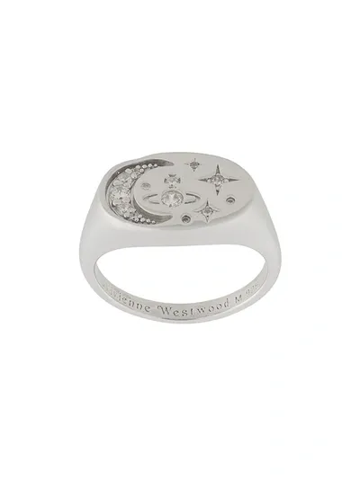 Vivienne Westwood Moon And Star-embellished Ring In Silver