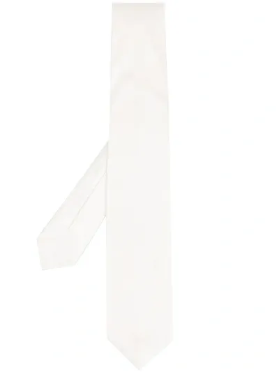 Barba Silk Woven Tie In White