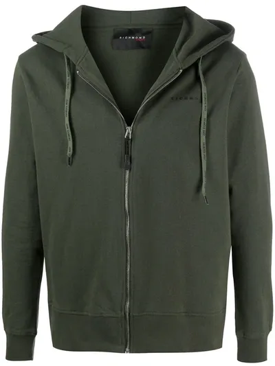 John Richmond Logo Print Zip Hoodie In Green