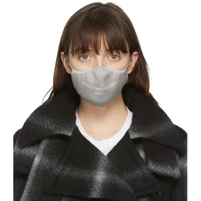 Stella Mccartney Logo-embellished Face Mask In Light Gray / White