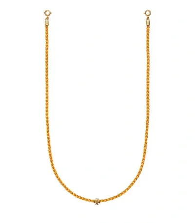 Tory Burch Braided Face Mask Chain In Rolled Brass/goldfinch/candied Orange