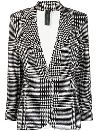 Norma Kamali Single-breasted Houndstooth Print Blazer In Black