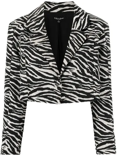 For Love & Lemons Cropped Zebra-print Jacket In Black