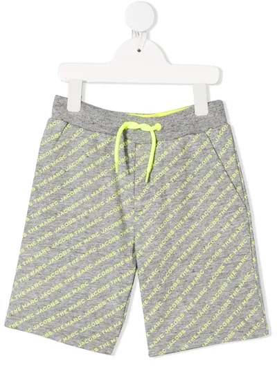 The Marc Jacobs Kids' Two-tone Logo Print Track Shorts In Grey