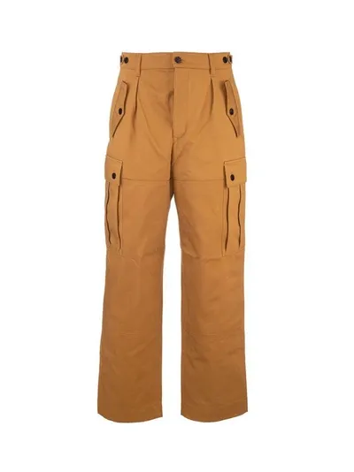 Loewe High-rise Cotton-twill Cargo Trousers In Brown