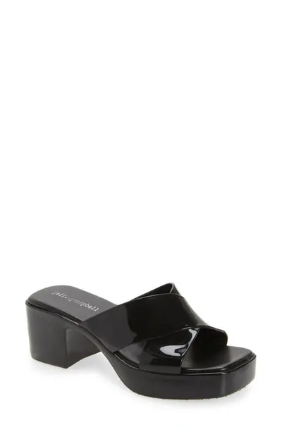 Jeffrey Campbell Women's Bubblegum Jelly Platform High Heel Slide Sandals In Black Shiny