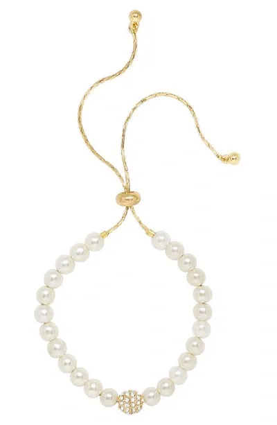 Ettika Pearl Beaded Slider Bracelet In Gold