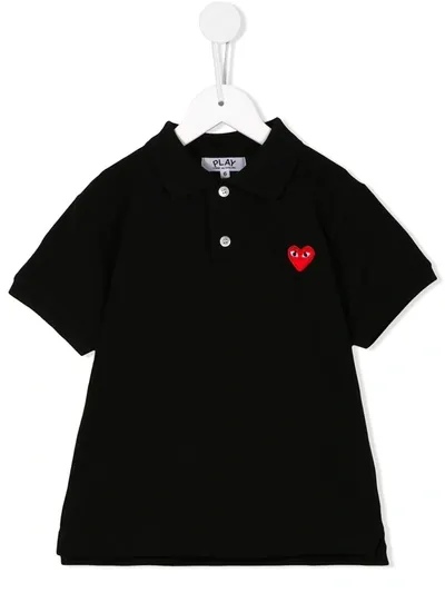 Comme Des Garçons Play Black Polo T-shirt For Kids With Logo