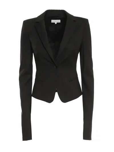 Patrizia Pepe Single-breasted Slit-sleeve Blazer In Black