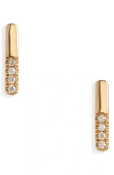 Dana Rebecca Designs Sylvie Pavé Diamond Bar Stud Earrings In Yellow Gold