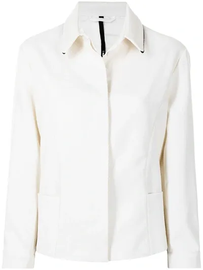 Sara Lanzi Contrast Trim Collar Jacket In Weiss