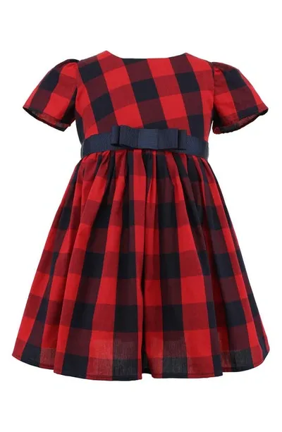 Popatu Kids' Large Check Fit & Flare Dress In Red