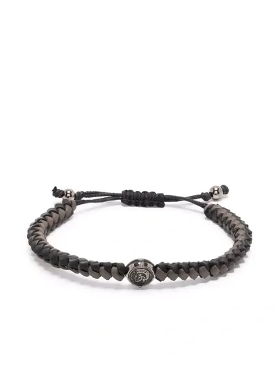 Diesel Logo-charm Braided Bracelet In Black