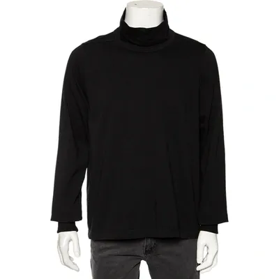 Pre-owned Rick Owens Black Knit Funnel Neck Detailed Oversized Jumper S