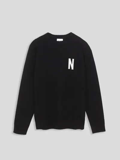 Norse Projects Fridolf N Intarsia Knit Crewneck Black