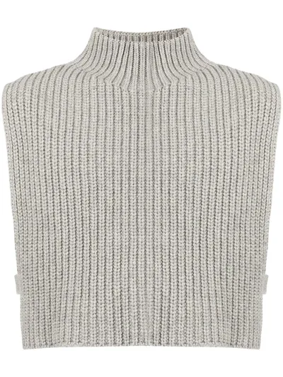 Jil Sander Ribbed-knit Vest In Grau