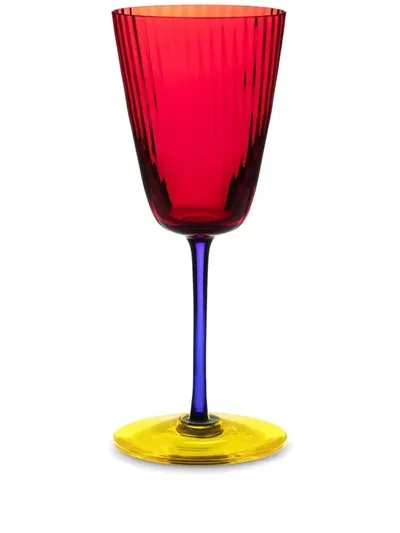 Dolce & Gabbana Hand-blown Murano White Wine Glass In Multicolor