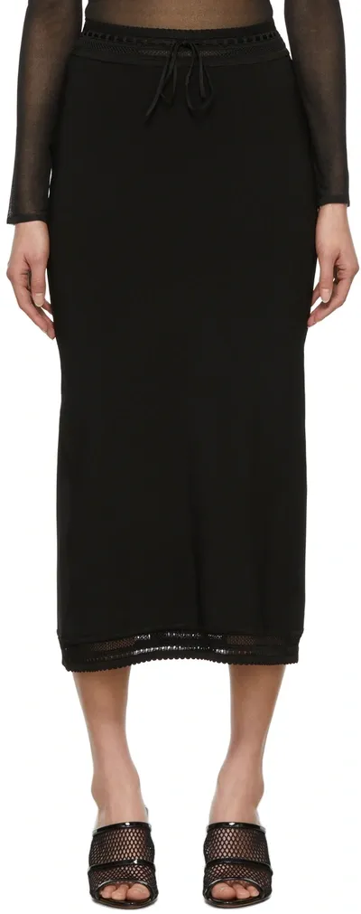 Alaïa Black Lace Midi Skirt In 999 Black