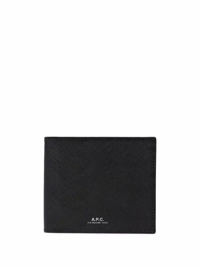 Apc Logo-lettering Leather Wallet In Black