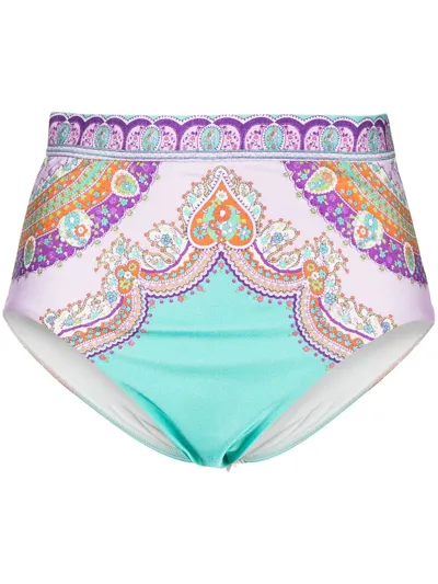 Zimmermann Lola High-waisted Bikini Bottoms In Multi