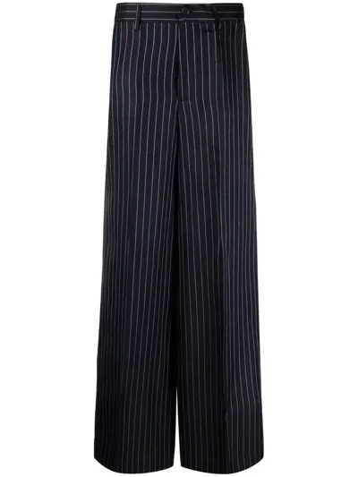 P.a.r.o.s.h Pinstripe High-rise Wide-leg Trousers In Blue