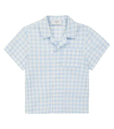 Paade Mode Kids' Picnic Checked Linen Shirt In Picnic Blue