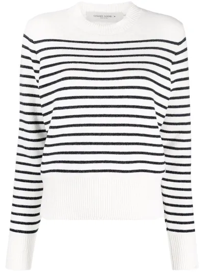 Golden Goose Striped Crewneck Jumper In White